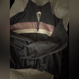 Gray and Pink Quarter-Zip Pullover